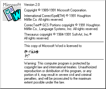 Splash in Microsoft Word 2.0